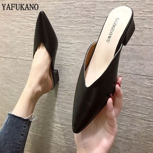 Escarpins Talons Carrés Pour Femmes, Pantoufles , Chaussures Talons Hauts De 5 Cm, Sandales
