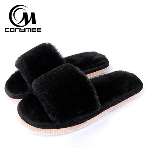 Femmes Fourrure Pantoufles Chaussures D'hiver Grande Taille Maison Pantoufles En Peluche Pantufa Femmes Intérieur Chaud Moelleux Coton Chaussuresté Femelle Diapositives Fourrure Sandales Dames Chambre Pantoufles