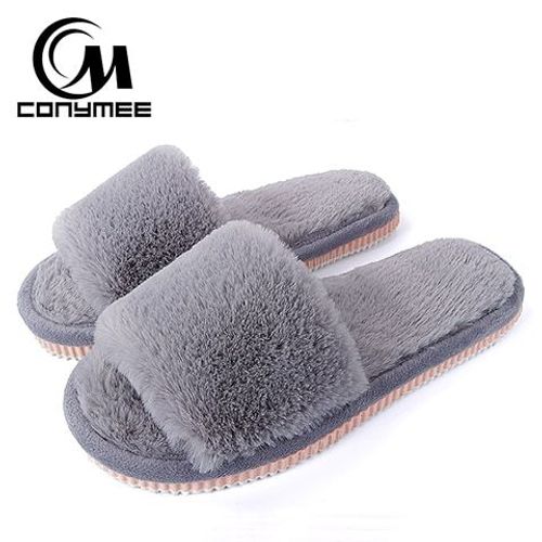 Femmes Fourrure Pantoufles Chaussures D'hiver Grande Taille Maison Pantoufles En Peluche Pantufa Femmes Intérieur Chaud Moelleux Coton Chaussuresté Femelle Diapositives Fourrure Sandales Dames Chambre Pantoufles