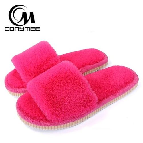 Femmes Fourrure Pantoufles Chaussures D'hiver Grande Taille Maison Pantoufles En Peluche Pantufa Femmes Intérieur Chaud Moelleux Coton Chaussuresté Femelle Diapositives Fourrure Sandales Dames Chambre Pantoufles