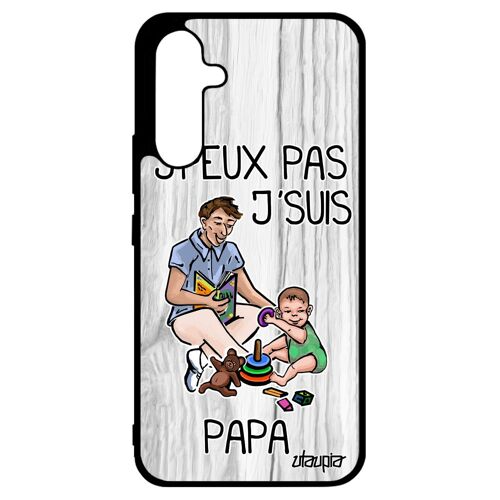 Coque A34 silicone j'peux pas j'suis papa je famille père humoristique telephone texte gris mobile jpeux unique drole Samsung galaxy
