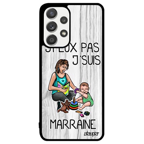 Coque Samsung Galaxy A33 En Silicone Humour J'peux Pas J'suis Marraine Smartphone Texte De Protection Bumper Gris Drole Alu Je Case