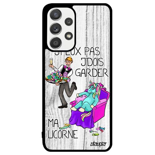 Coque Samsung A33 Silicone J'peux Pas J'dois Garder Ma Licorne Gris Animaux Humour Drole Cartoon Bande Dessinée Fille Jpeux Galaxy