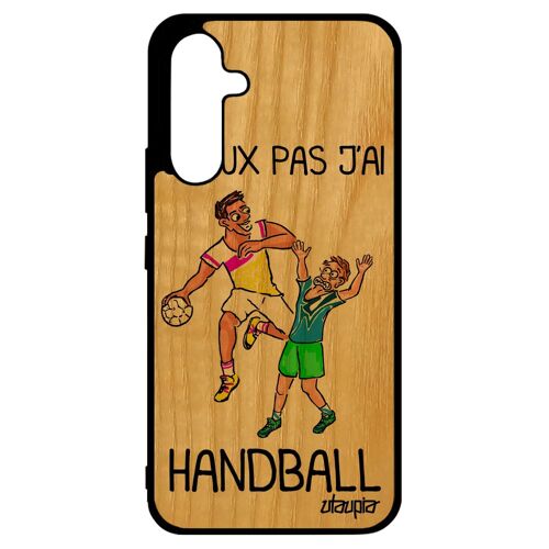 Coque Samsung A34 Bois Silicone J'peux Pas J'ai Handball Noir Bd Humour Comique Bleu Humoristique Drole Mondial Sport Rigide Galaxy