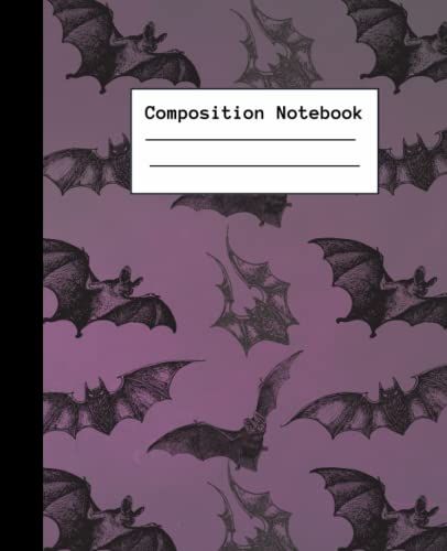 Vintage Bat Composition Notebook: Journal Diary Notebook Gothic Vintage Black Bat Pattern - Must Have For School And Home College Writing Notes - ... Work - College Ruled 7.5 X 9.25 In 110 Pages