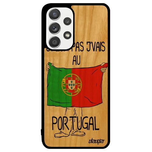 Coque silicone j'peux pas j'vais au Portugal pour Samsung Galaxy A33 bois Euro foot basket drapeau portugais noir unique housse jo