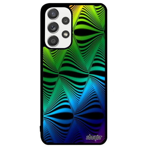 Coque Galaxy A33 silicone illusion d'optique telephone etui triangle losange vert mirage vague housse arc en ciel effet Samsung