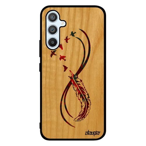 Coque Bois Veritable Antichoc Pour Samsung A54 Silicone Infini Plume Multicolore Sans Fin Couleur Symbole Frêne Jolie Rouge Galaxy