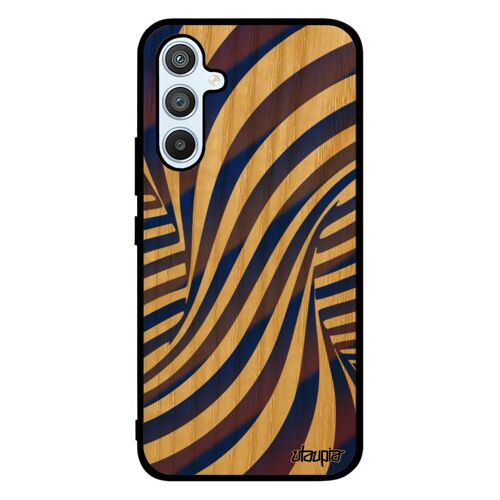Coque En Bois Pour Samsung A54 Silicone Illusion D'optique De Protection 3d Bleu Antichoc Art Visuel Magie Original Graphique Galaxy