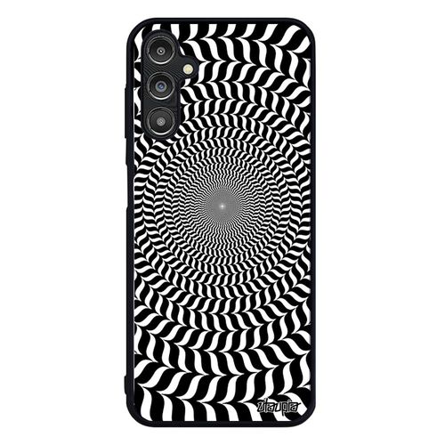 Coque Samsung Galaxy A14 4g 5g En Silicone Illusion D'optique Case Telephone Noir Et Blanc Cercle Rond Rigide Portable Effet Spirale