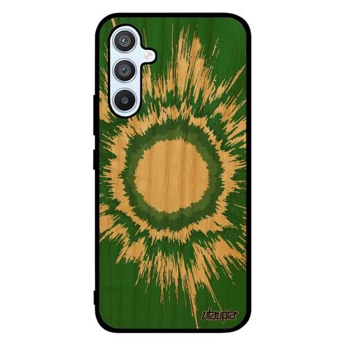 Coque silicone de protection pour A54 bois explosion effet TPU univers portable rigide modern vert fait main soleil Samsung galaxy