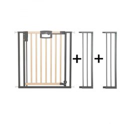 Barrire De Porte Pression Easylock Plus En Bois/Mtal Noir Et Nature - Max 120 Cm