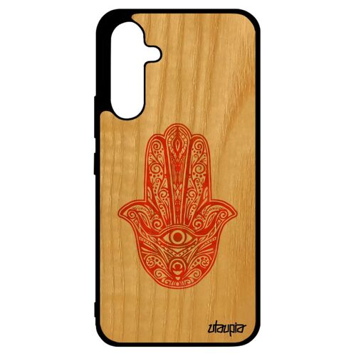 Coque Bois A34 Silicone Main De Fatma Design Fille Cadeau Aid Al-Kabîr Etui De Protection Personnalisé Fatima Symbole Samsung Galaxy