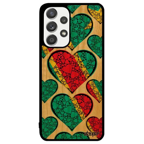 Coque Drapeau Rdc Congo Kinshasa Congolais A33 Bois Veritable Silicone Football Coupe D'afrique Coeur Foot Housse Samsung Galaxy