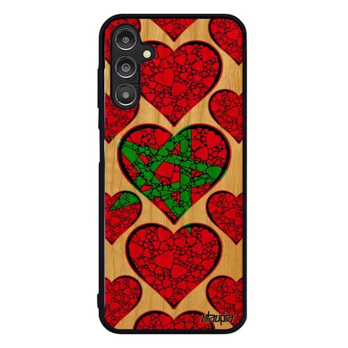 Coque Galaxy A14 4g 5g Bois Silicone Drapeau Maroc Marocain Jeux Olympiques 4g Portable Foot Coeur Can Basket Coupe Du Monde Samsung