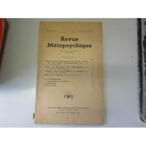 Revue Métaphysique - Nouvelle Série N°17 - (Janvier - Février - Mars 1952)