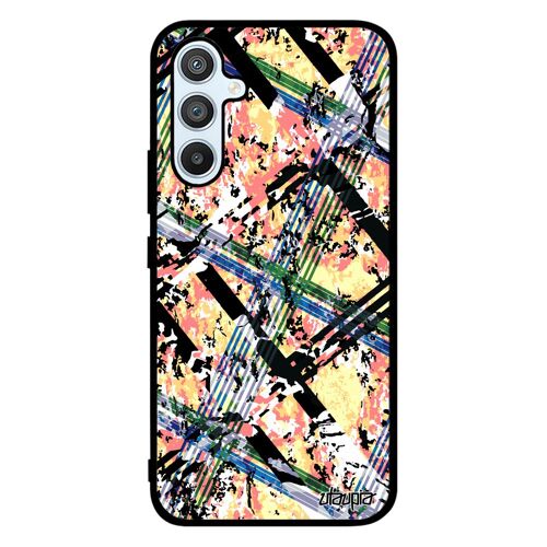 Coque carreau tartan A54 silicone design de protection original carre 4G alu texture coloré motif orange geometrique Samsung galaxy