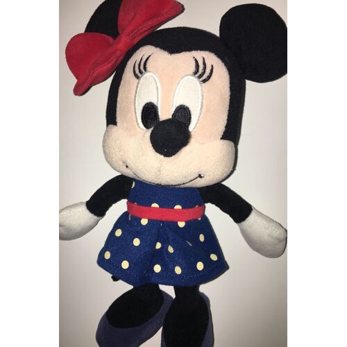 Doudou Souris Minnie Mouse Disney Nicotoy Robe Bleue Pois Jaunes Pales Ceinture Rouge Souliers Bleus Peluche Jouet Enfant Bébé