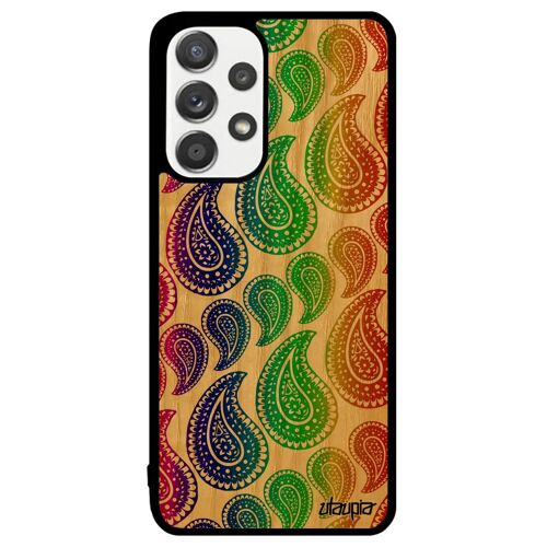 Coque En Bois Motif Cachemire A33 Silicone Coloré Housse Arc En Ciel Gay Indien Noir Ethnique Vert Tendance Naturel Samsung Galaxy