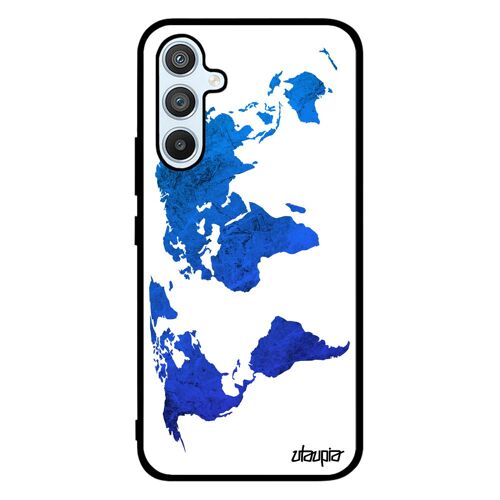 Coque silicone Carte monde pour Samsung Galaxy A54 smartphone terre telephone globe de protection design atlas antichoc planete bleu