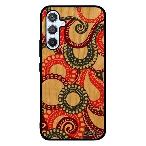 Coque A54 En Bois Silicone Motif Cachemire Rigide Rouge Original Indienne Coloré Ethnique Fantaisie Cadeau De Noel Samsung Galaxy