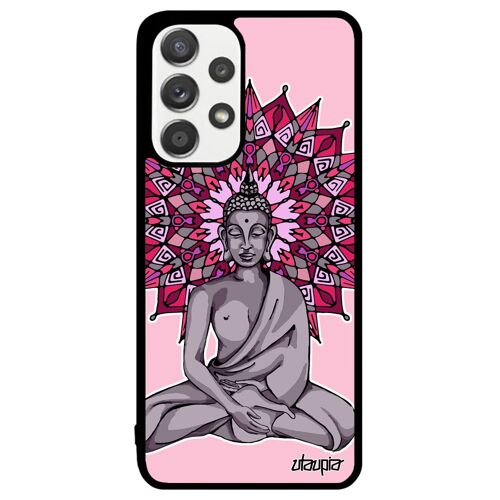 Coque Samsung Galaxy A33 Silicone Bouddha Bouddhisme Housse Rosace Statue Violet Telephone Inde Ethnique Yoga De Protection 4g Tibet
