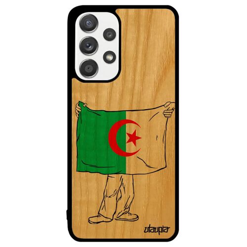 Coque Bois Silicone Drapeau Algerie Algerien Samsung Galaxy A33 Football Foot Jo Jeux Olympiques Coupe Du Monde Case Made In France