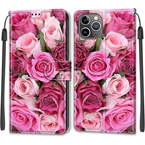 Coque iPhone 12 Pro Max, Etui iPhone 12 Pro Max (6,7 Pouces), etui Housse en Cuir Coque Flip Case Fonction Support avec Fentes de Cartes Magnetique Portefeuille Protection Case (Rose 2)