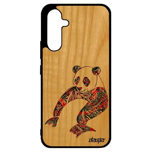 Coque Telephone Galaxy A34 En Bois Silicone Panda Pastel Ours Homme Ethnique Multicolore Rouge Tribal Azteque Noir Dessin De Samsung