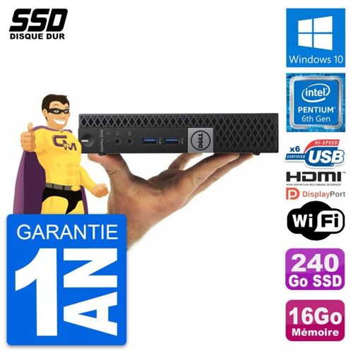 Mini PC Dell OptiPlex 3040 Micro G4400T RAM 16Go SSD 240Go HDMI Windows 10 Wifi
