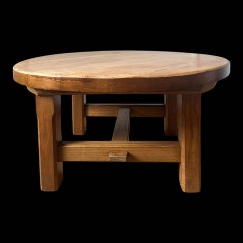 Table basse ronde wabi sabi brutaliste bois