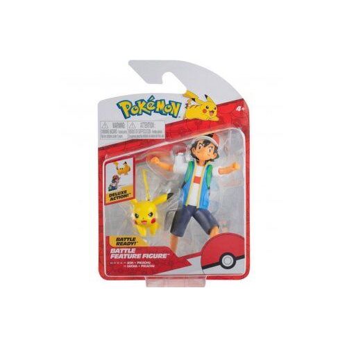 Coffret Pokemon Figurine Sacha 12 Cm Avec Pikachu - Figurine Deluxe Action : Fonction De Combat - Pokemon Jaune - Jouet Garcon