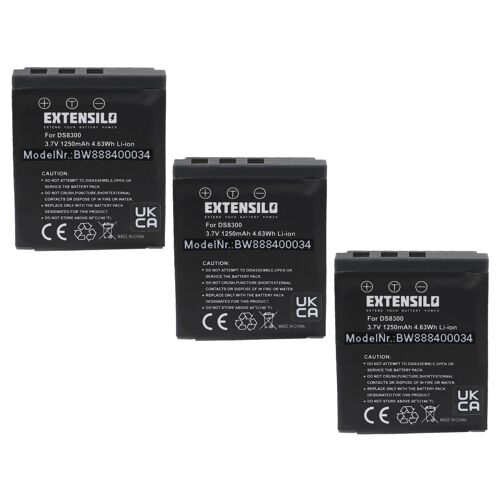 EXTENSILO 3x Batteries compatible avec Acer CR-8530, CP-8531 appareil photo (1250mAh, 3,7V, Li-ion)