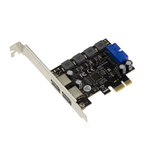 Carte PCI EXPRESS PCIe USB 3.0 2 PORTS 5G """"A"""" + CONNECTEUR INTERNE USB3 19 POINTS - AUTO ALIMENTEE - CHIPSET NEC D720201