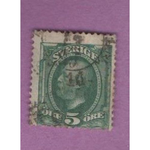 Timbre Suede Sverige Oscar 1891 Environ Ancien Oblitéré