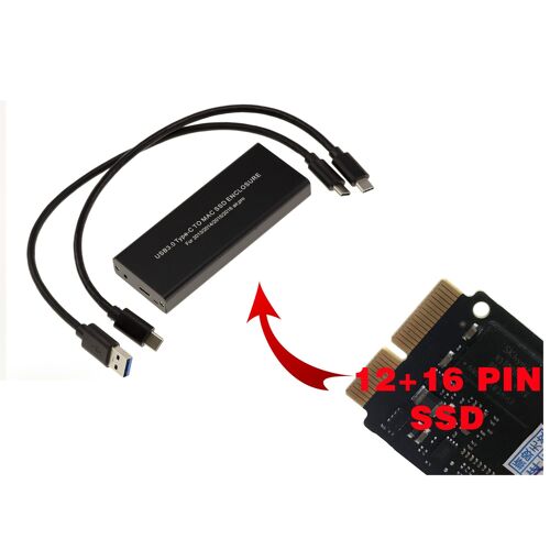 Boitier USB 3.0 A ou C pour SSD MACBOOCK PCIe. CHIPSET PLX. Mac 2013 2014 2015 2016 2017 2018 2019 2020 en 12+16 points