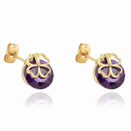 Boucles D'oreilles Pour Femmes Élégant 18k Plaqué Or Rond Cubique Zircone Fleur De Coeur Petit Stud Idée