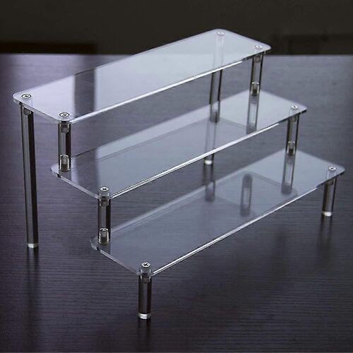 Acrylic Riser Clear Display Stand Cologne Organizer Acrylic Shelves 3 Tier Shelves For Figures Toys Cupcakes Food Dessert Fragrance Collection (1 Pack