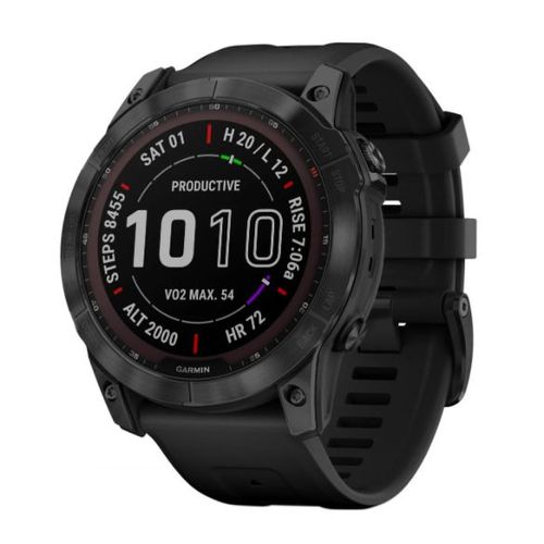 Garmin fenix 7X Sapphire Solar - 51 mm - noir titane DLC - montre de sport avec bracelet - silicone - noir - taille du poignet : 127-210 mm - affichage 1.4" - 32 Go - Bluetooth, Wi-Fi, ANT+ - 89...