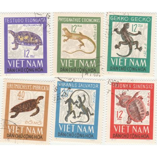 6 Timbres Oblitérés Du Vietnam - Reptiles Divers