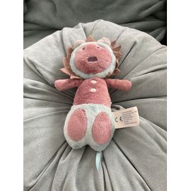 Doudou Peluche Lion Okaidi Mauve Bleu 