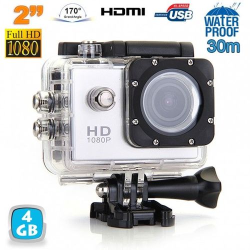 Caméra Sport Étanche 30M Caméra Action Grand Angle Photos HD 1080P Argent 4 Go YONIS