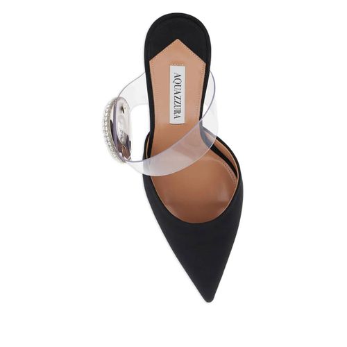 Aquazzura Mules Crystal Hoop 75 Mm À Bout Pointu - Noir