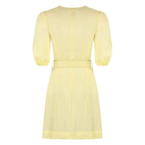 Yves Salomon Robe Courte À Taille Ceinturée - Jaune