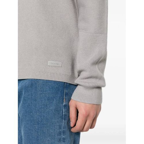 Calvin Klein Pull En Maille Fine À Col Rond - P8n Silver Sconce