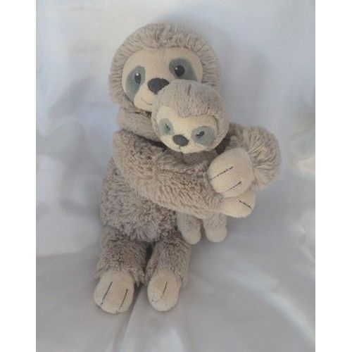 Doudou Peluche Singe Paresseux Et Bébé Musical Beige Gris Tex Baby