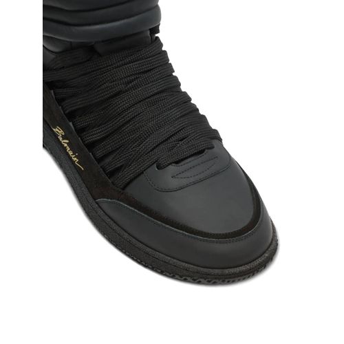Balmain Baskets À Empiècements En Cuir - Noir