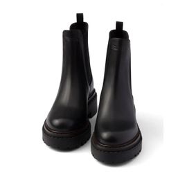 Prada Bottines Chelsea En Cuir - Noir