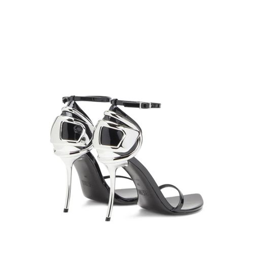 Diesel Sandales D-Ten&half À Talon Biseauté - Argent