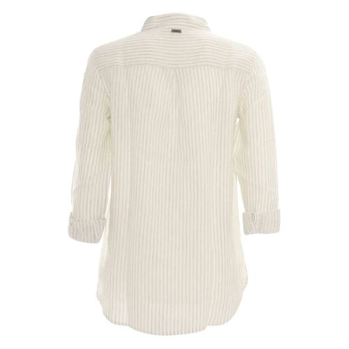 Barbour Chemise Rayée En Lin - Blanc